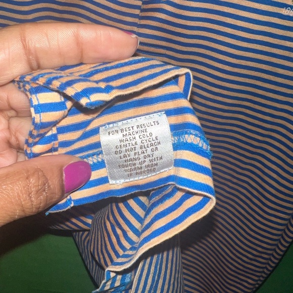 Peter Millar Orange & Blue Striped Polo Shirt size Large 100% Cotton - Picture 7 of 7
